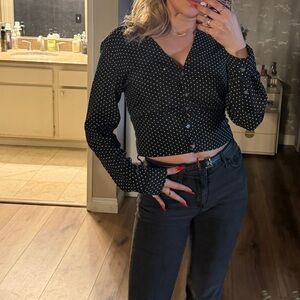 Madewell Black Polka Dot Button-Down Shirt
